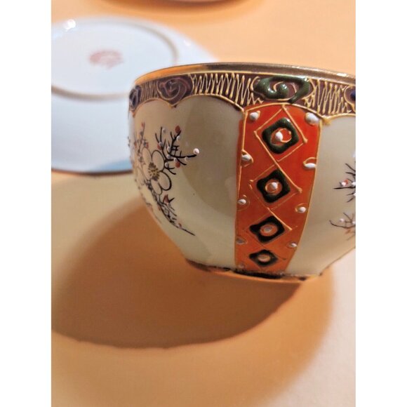 Antique Egg Shell Porcelain Hand Painted Lusterware Cup & Saucer Set RS Japan - Picture 12 of 16